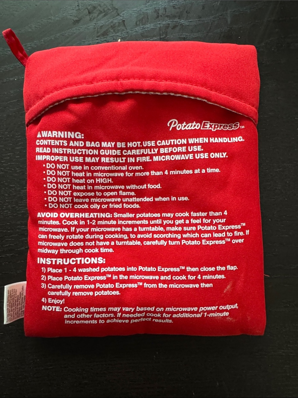 Potato Express Microwave Potato Bag Red Kitchen Gadget As Seen on TV
